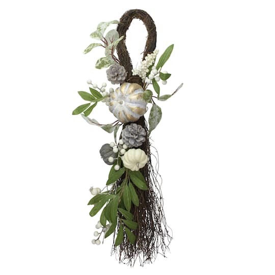 2.1ft. Pumpkin, Berries & Leaves Twig Fall Harvest Thanksgiving Swag